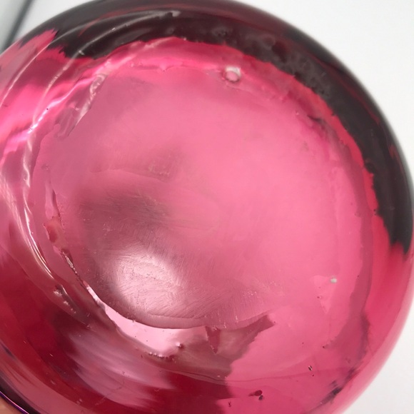 VTG Blown Cranberry Glass Jack in the Pulpit Vase w/ Applied White Striping - Picture 5 of 9